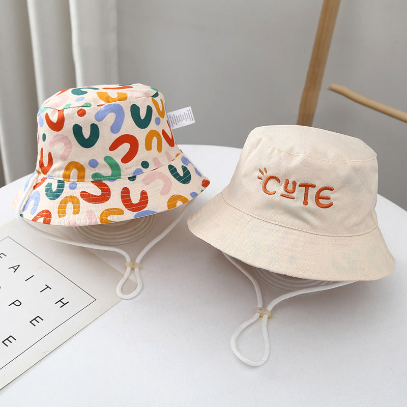 Solid Letter Print Kids Bucket Hat