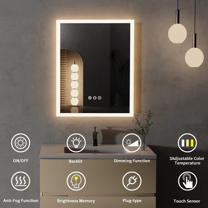 LED Lighted Anti-Fog Bathroom Mirror with Smart Touch