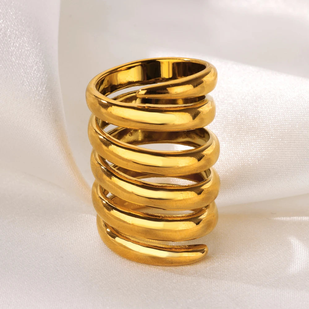 Trendy Multi-Layer Twist Stainless Steel Ring