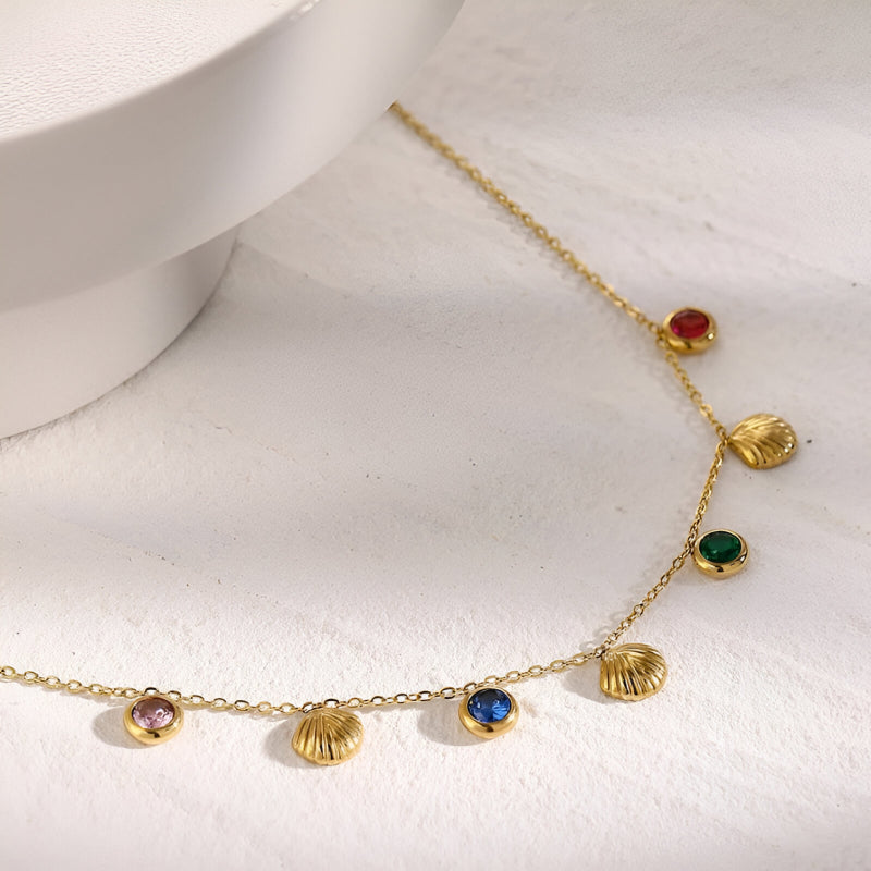 18K Gold Plated Shell Cubic Zirconia Anklet