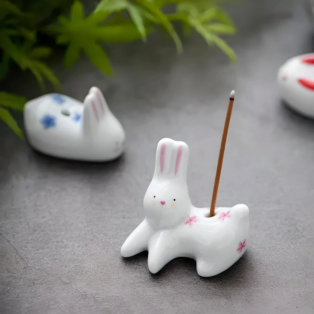 Japanese Style Cartoon Rabbit and Kitten Incense Holder