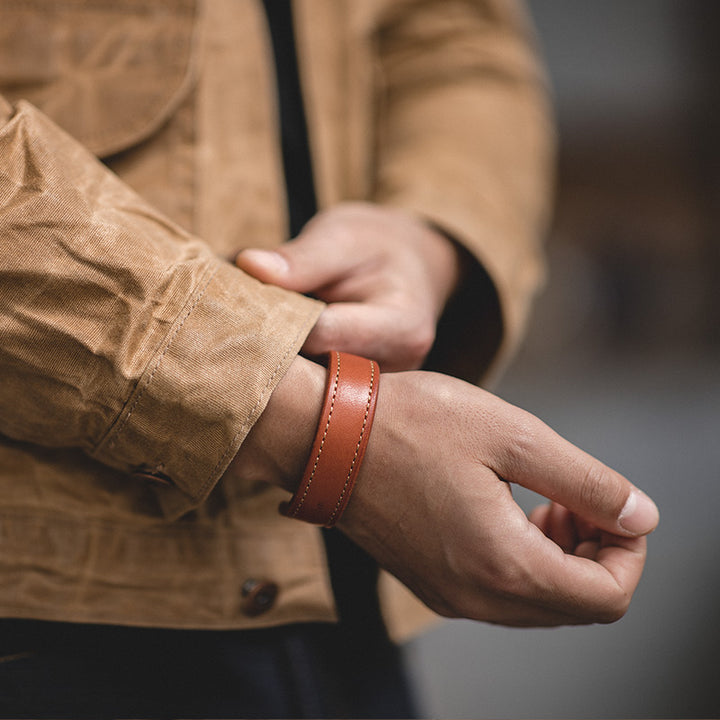 Handmade Leather Thunderbird Cuff Bracelet