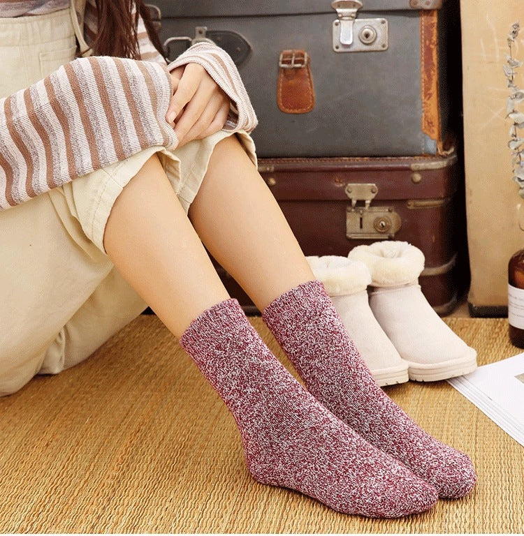 Warm and Cute Japanese Style Wool Cotton Socks for Women