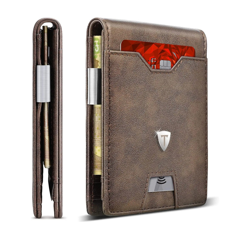 Slim Bifold Wallet with RFID Blocking and Money Clip