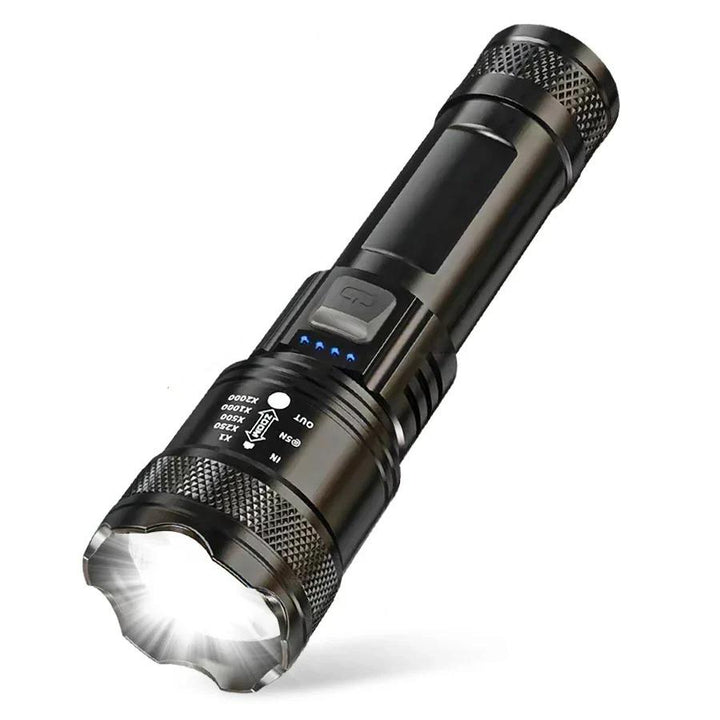 2000 Lumens Tactical LED Flashlight with Zoom & USB Charging