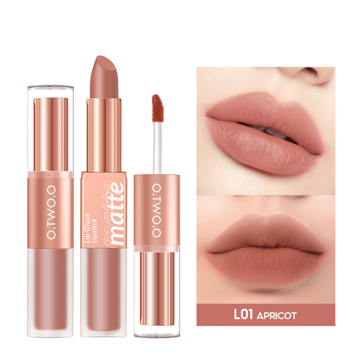 Lip Glaze Nude Milky Coffee Amber Pumpkin Cinnamon Milk Tea Double-headed Lipstick