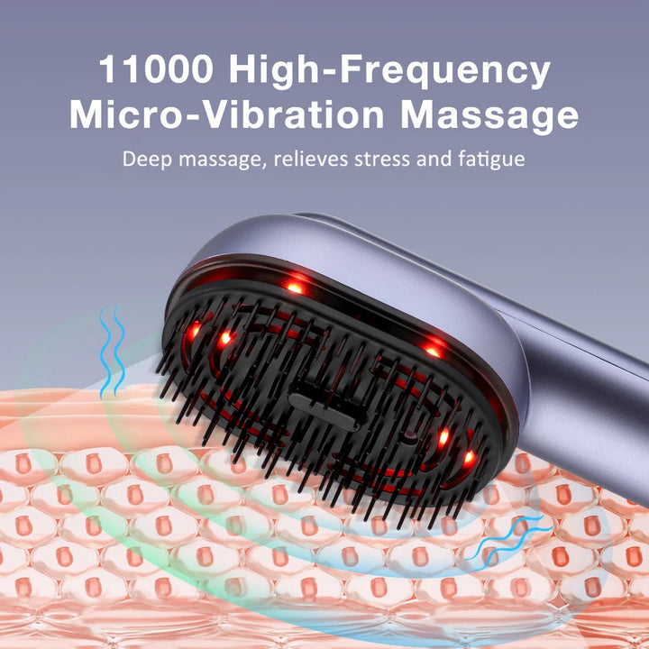 Smart Scalp Vibration Massage Comb with Red Light and Essential Oil Applicator