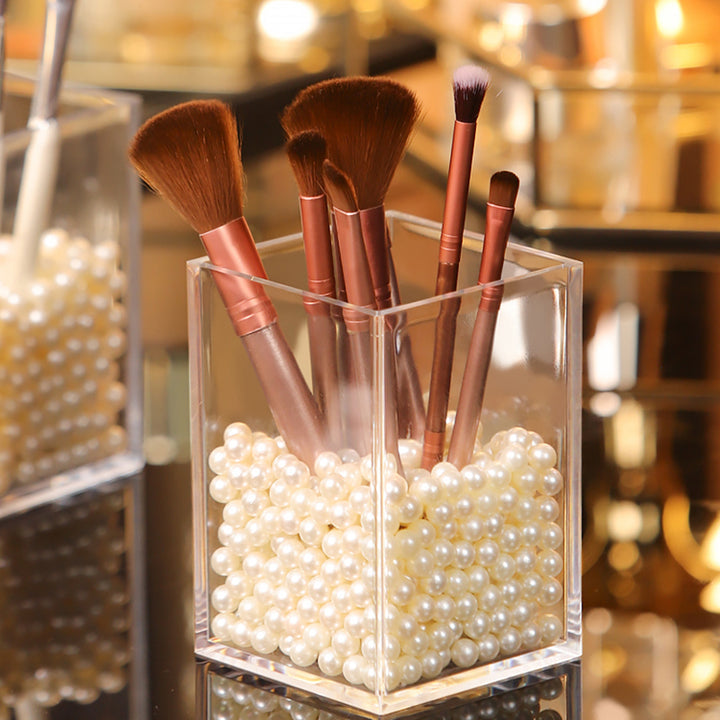 Plastic Makeup Brush Holder with Acrylic Storage Rack