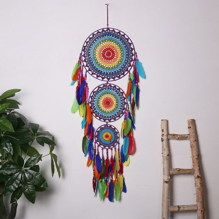 Indian Style Three Rings Colorful Dreamcatcher Wall Decoration