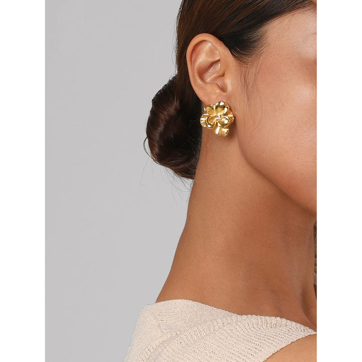 18k Gold Plated Flower Stud Earrings