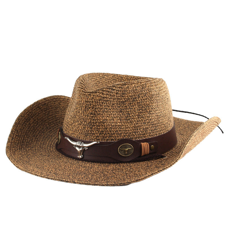 Outdoor Sunshade Western Denim Mixed Color Straw Hat