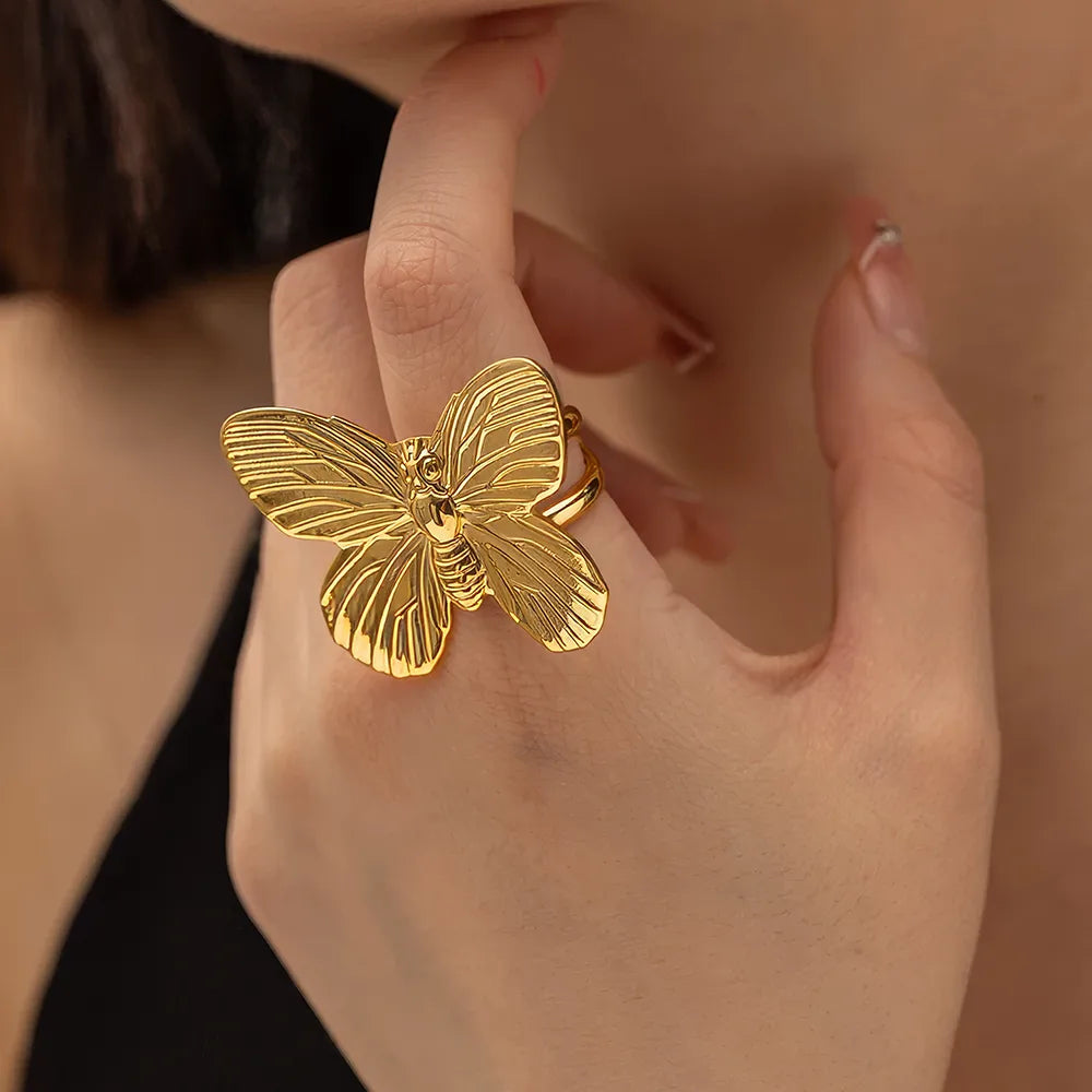Exquisite Stainless Steel Butterfly Open Ring