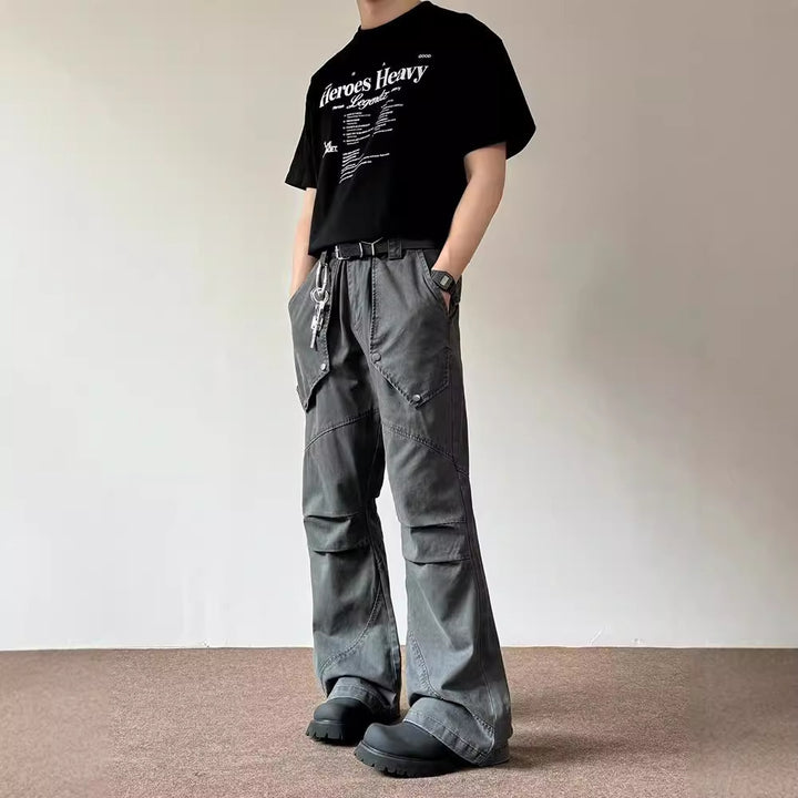 Pleated Deconstructing Large Workwear With Pocket Jeans For Men