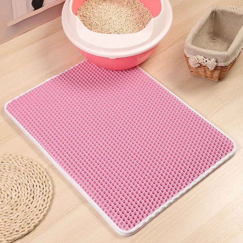 Foldable Waterproof Cat Litter Mat – Double-Layer EVA Litter Catcher