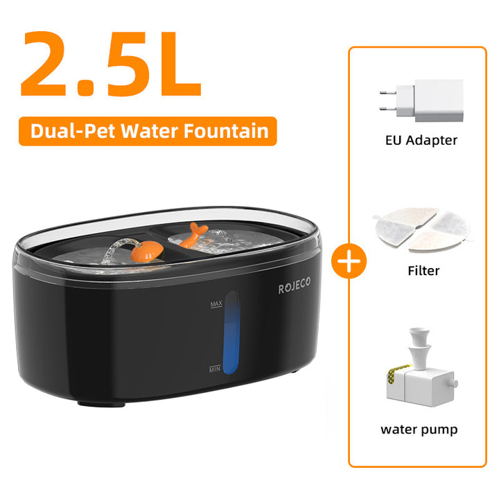 Automatic Pet Water Fountain with Double Bowl