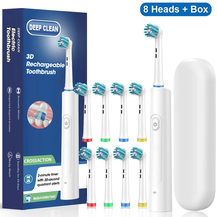 Rechargeable Rotating Electric Toothbrush for Adults with 8 Replacement Heads