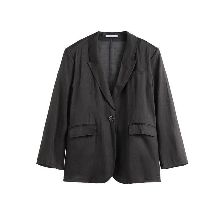 Women’s Dark Grey Notched Collar Office Blazer