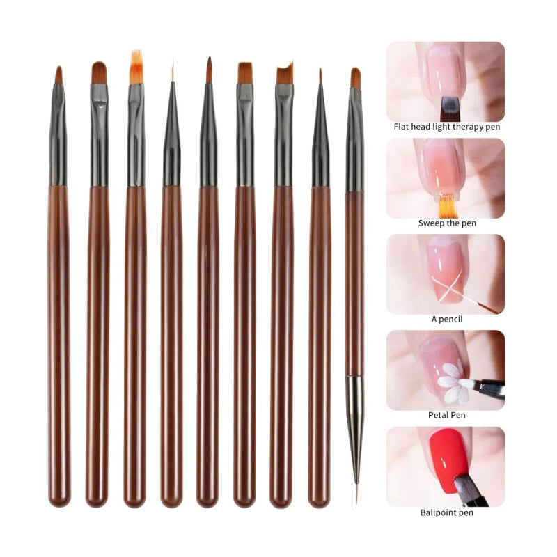 9PCS UV Gel Nail Art Brush Set