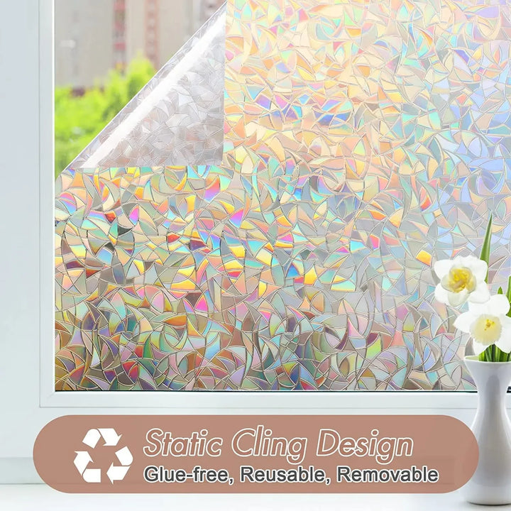 Window Privacy Film Rainbow Static Cling Stained Glass Film