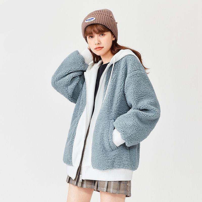 Women's Imitation Lamb Wool Hooded Coat