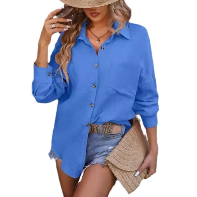 Women's Drop Shoulder Champray Long Sleeve Shirt