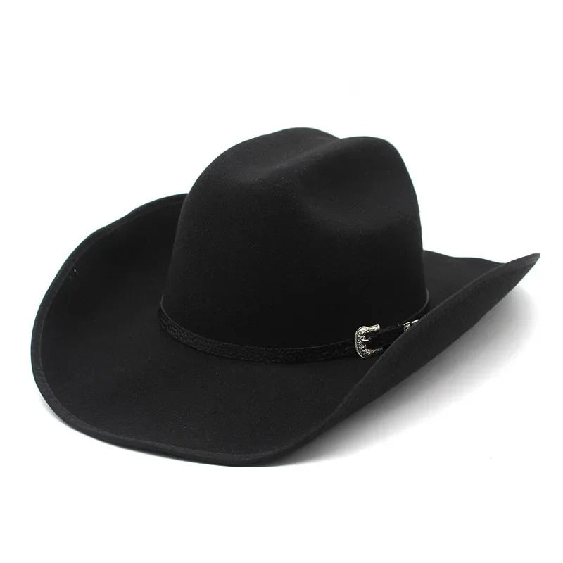 Black Roll Brim Fedora Cowboy Hat