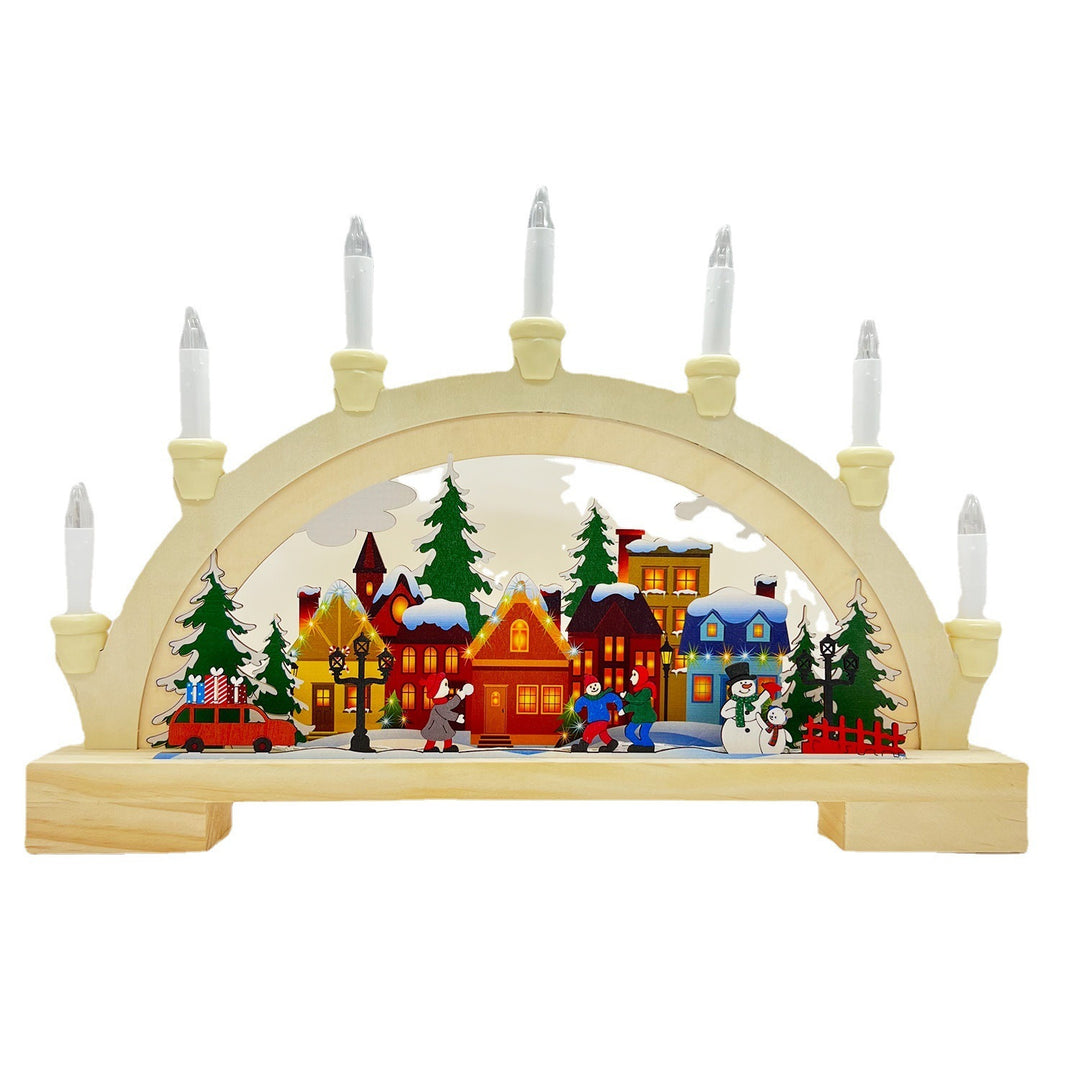 Wooden Christmas LED Bridge Lamp Decorations