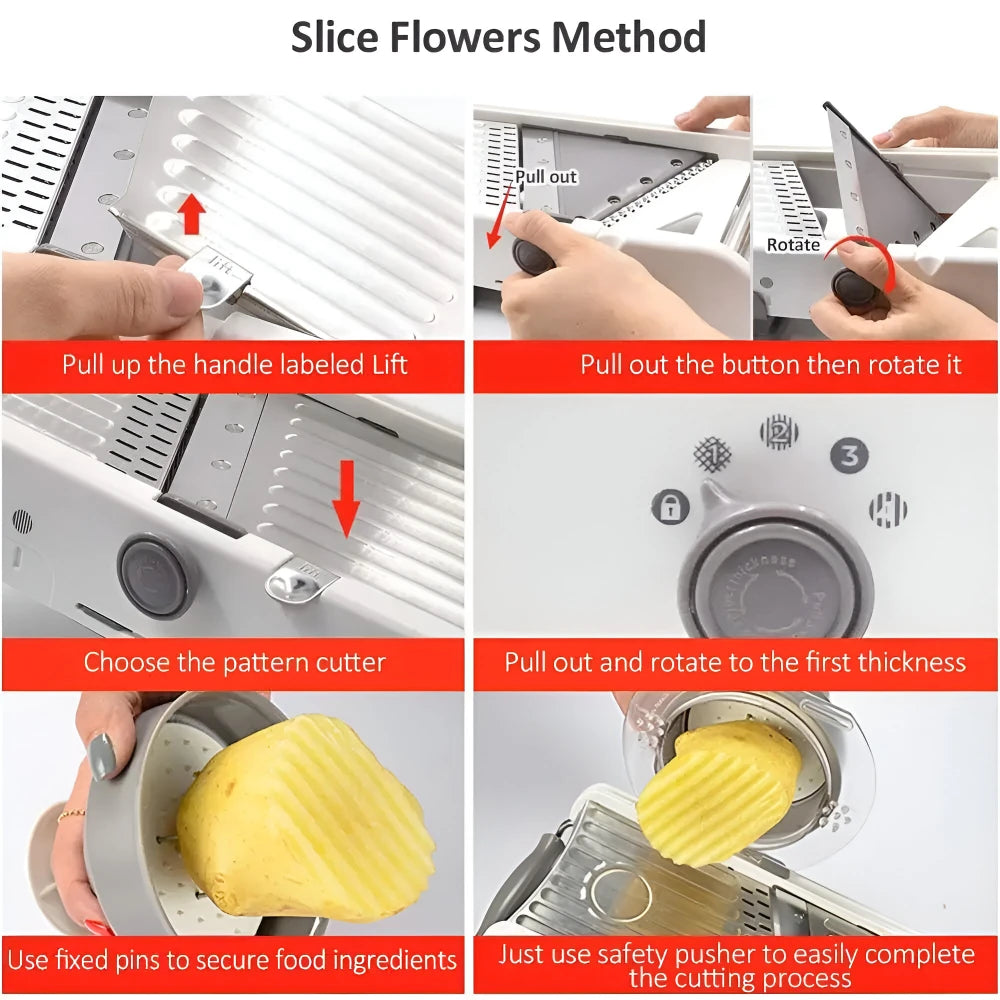 18-in-1 Adjustable Stainless Steel Mandoline Slicer for Vegetables and Fruits