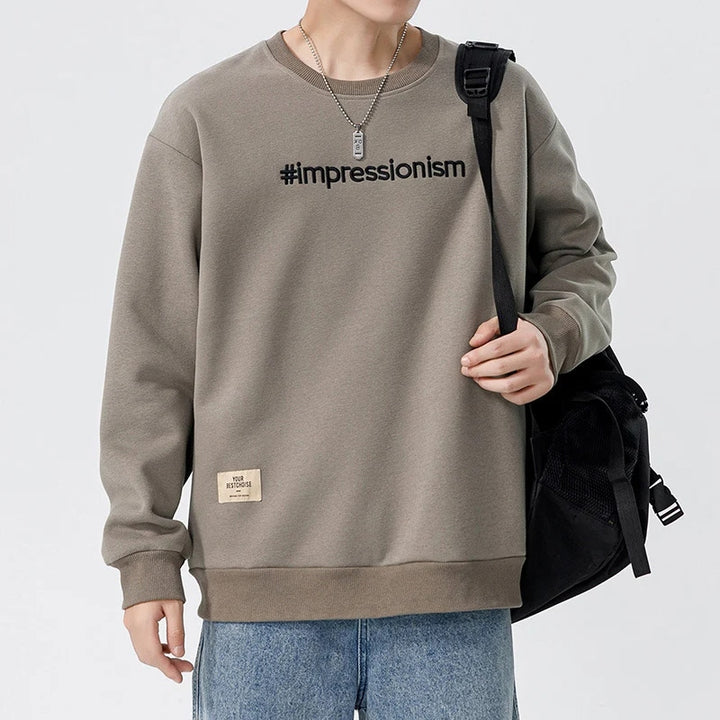 Autumn Long Sleeved O Neck Men’s Embroidery Sweatshirt