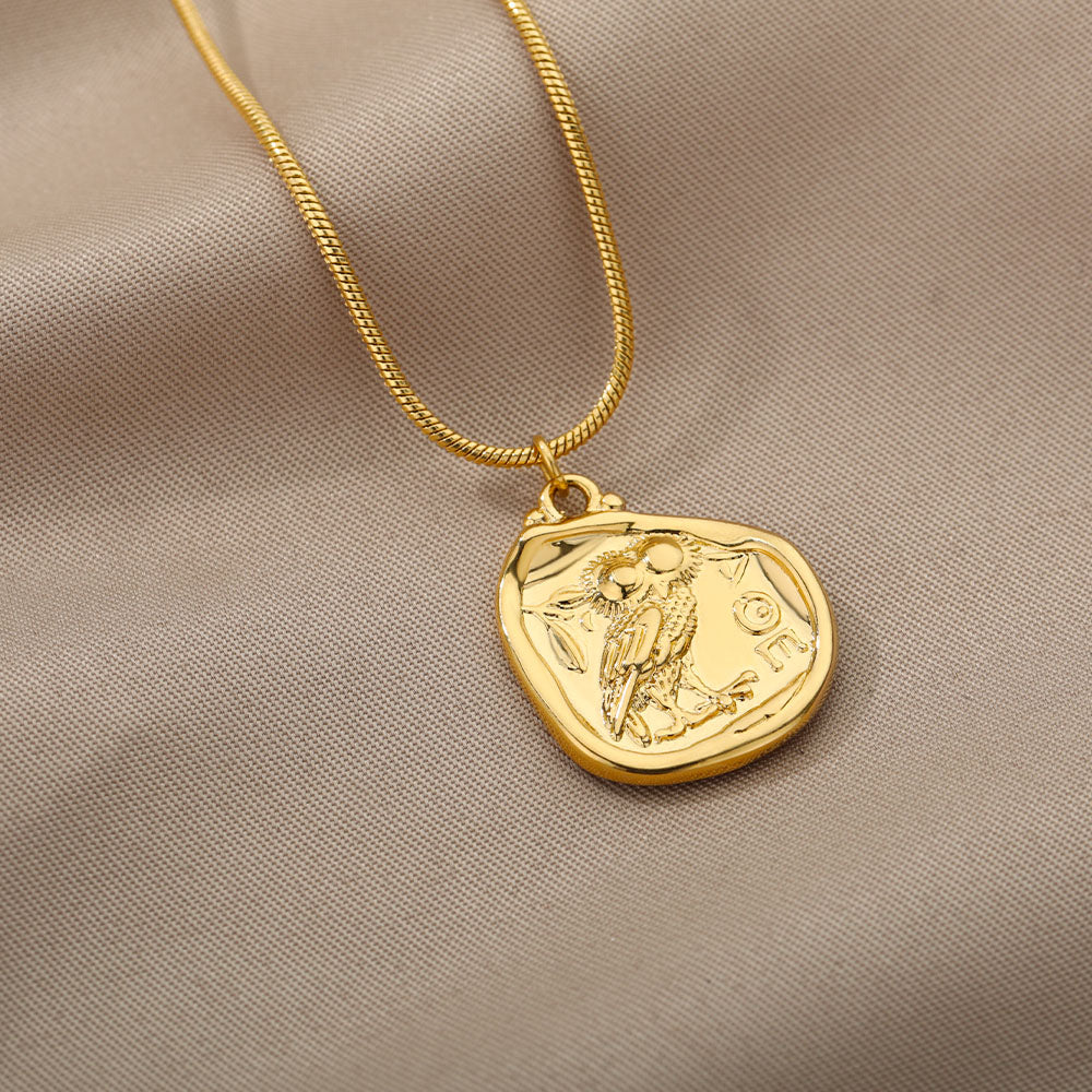 Gold Owl Pendant Necklace for Women