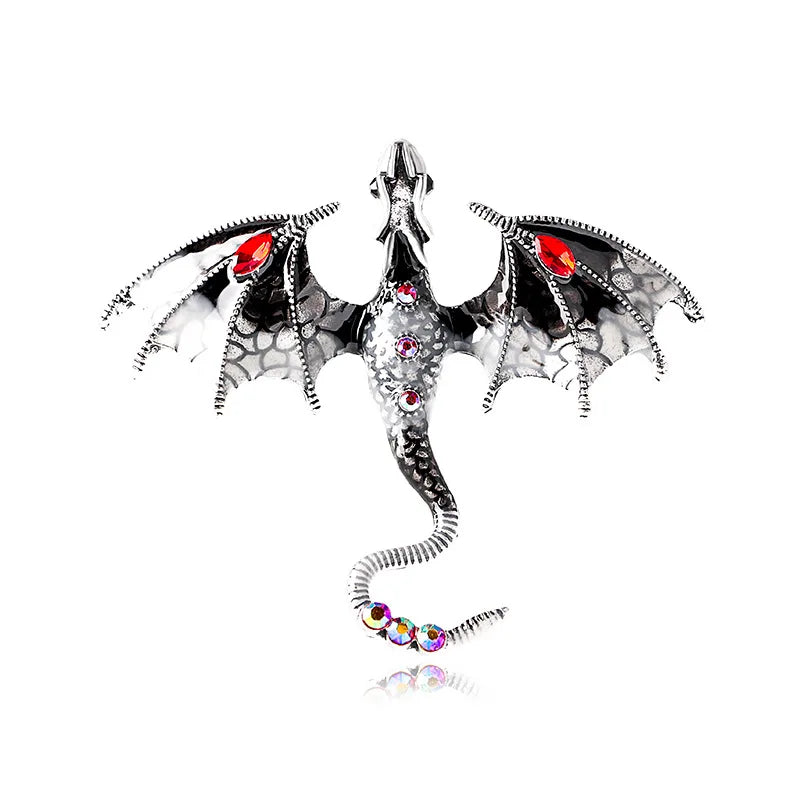 Vintage Enamel Flying Dragon Brooch