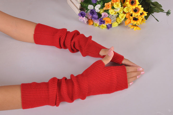 Women Autumn And Winter Long Thick Cashmere Arm Sleeves