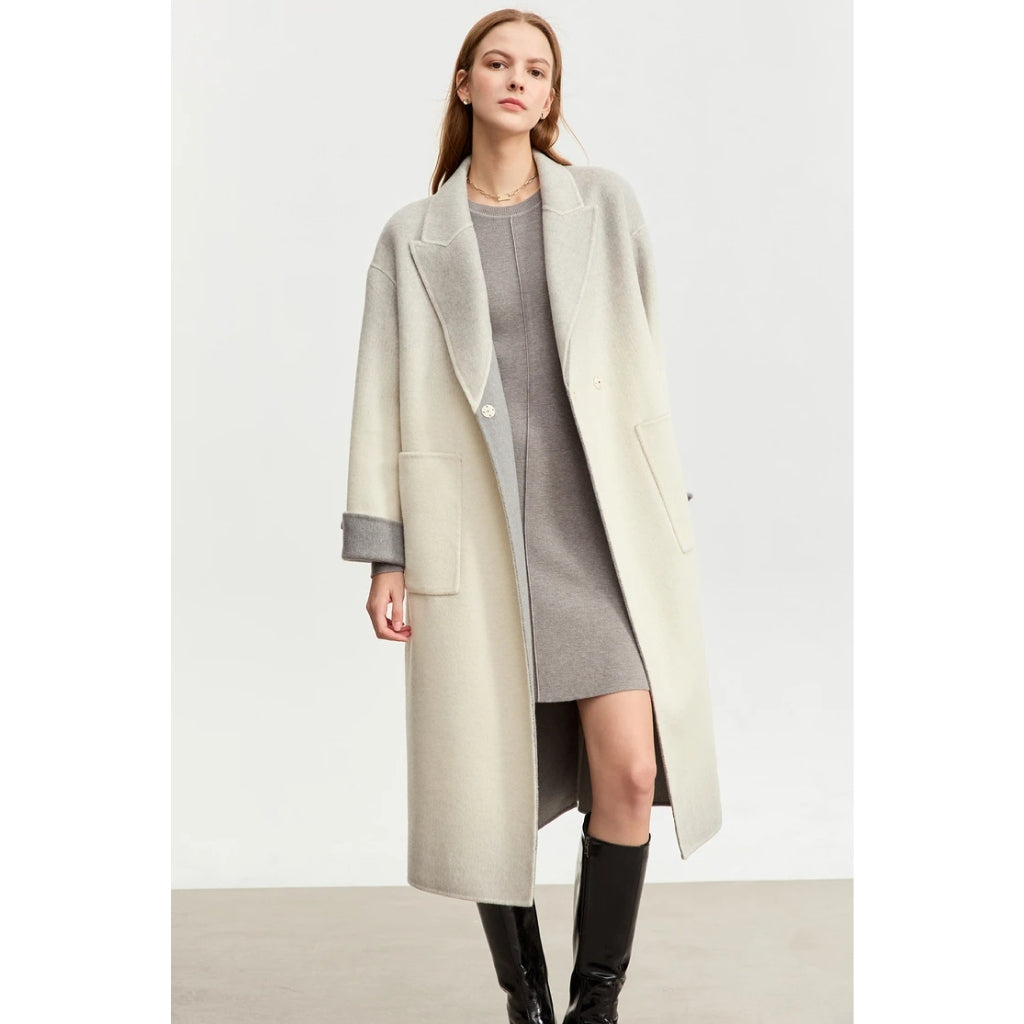 Elegant Gradient Woolen Coat for Women