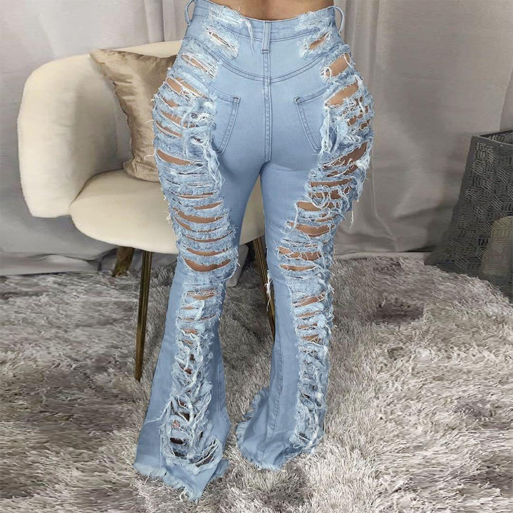 Fashion Trendy Unique Jeans Stretch Plus Size Bell-bottom Pants - Trendha