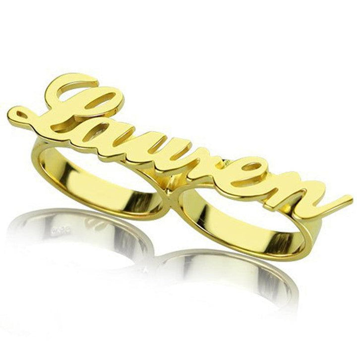 Fashionable Stainless Steel Personalized Double Ring - Trendha