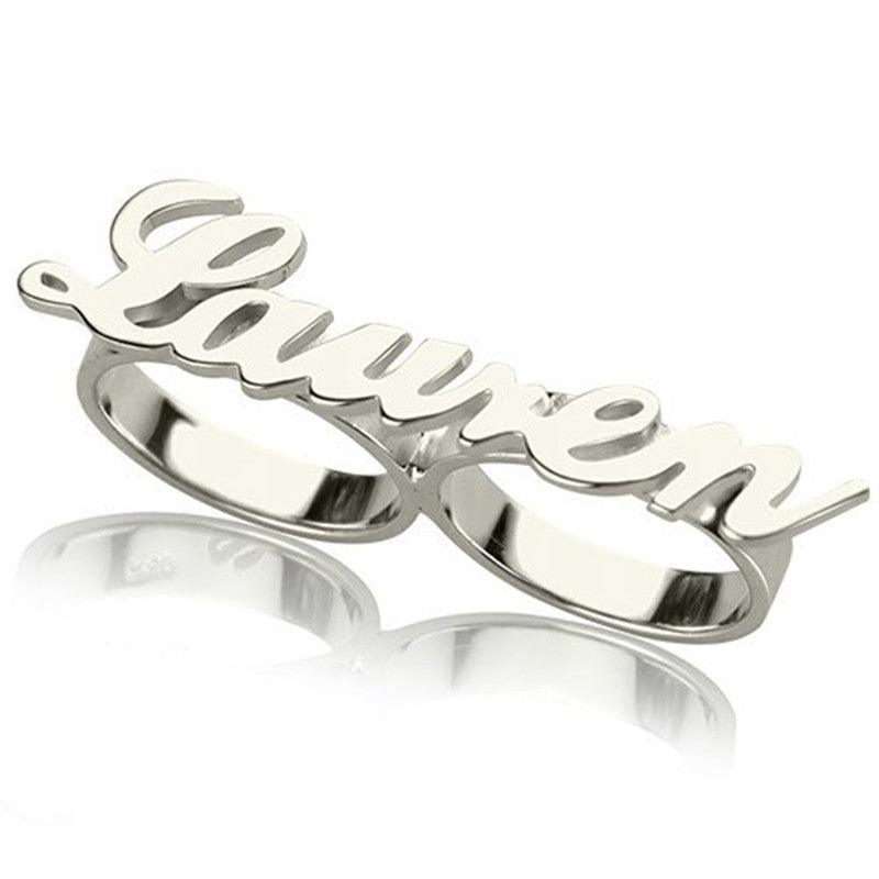 Fashionable Stainless Steel Personalized Double Ring - Trendha