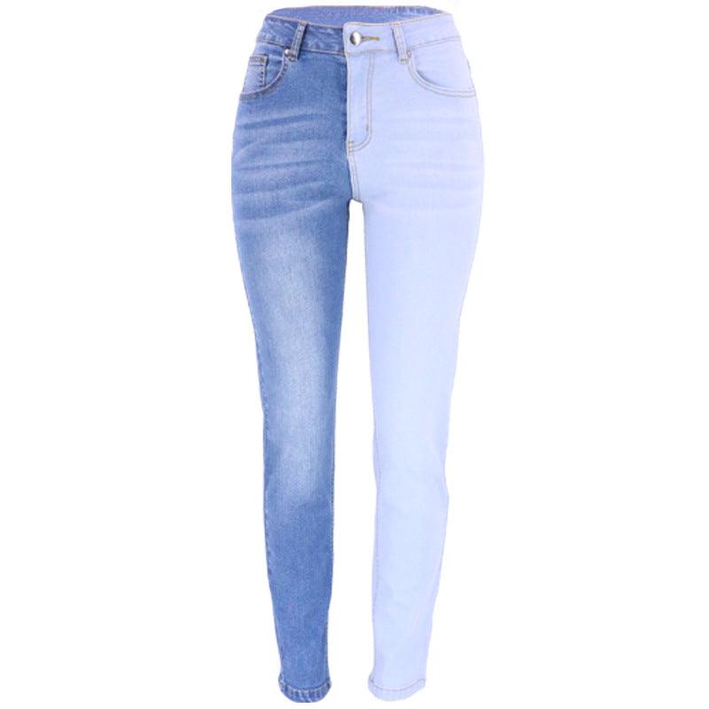 Fashionable Stretch Contrast Color Straight High Waist Jeans For Women - Trendha