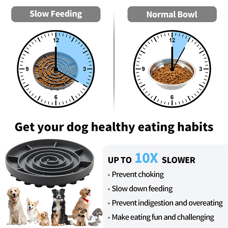 Durable Silicone Slow Feeder Dog Bowl with Suction Cups