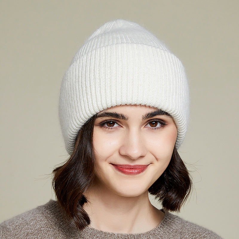 9 Colors Unisex Real Rabbit Fur Beanie Knit Hat – Warm and Stylish for Men and Women