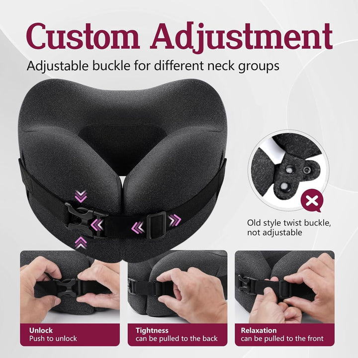 Adjustable Memory Foam U-Shaped Travel Neck Pillow