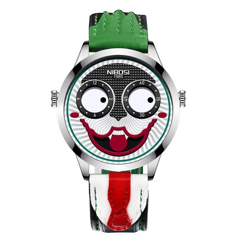 Russian Clown Men's Watch Leather Waterproof