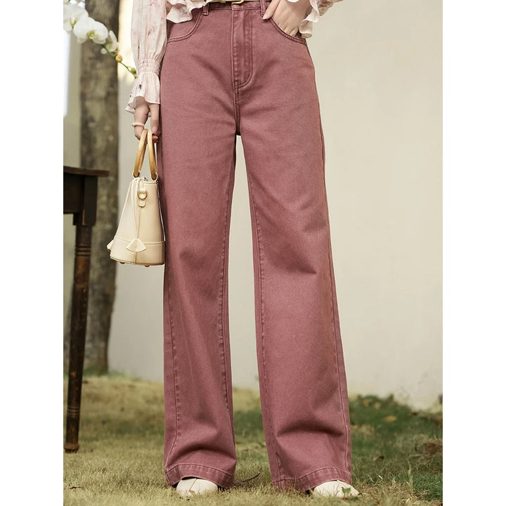 High Waist Wide-Leg Cotton Jeans for Women