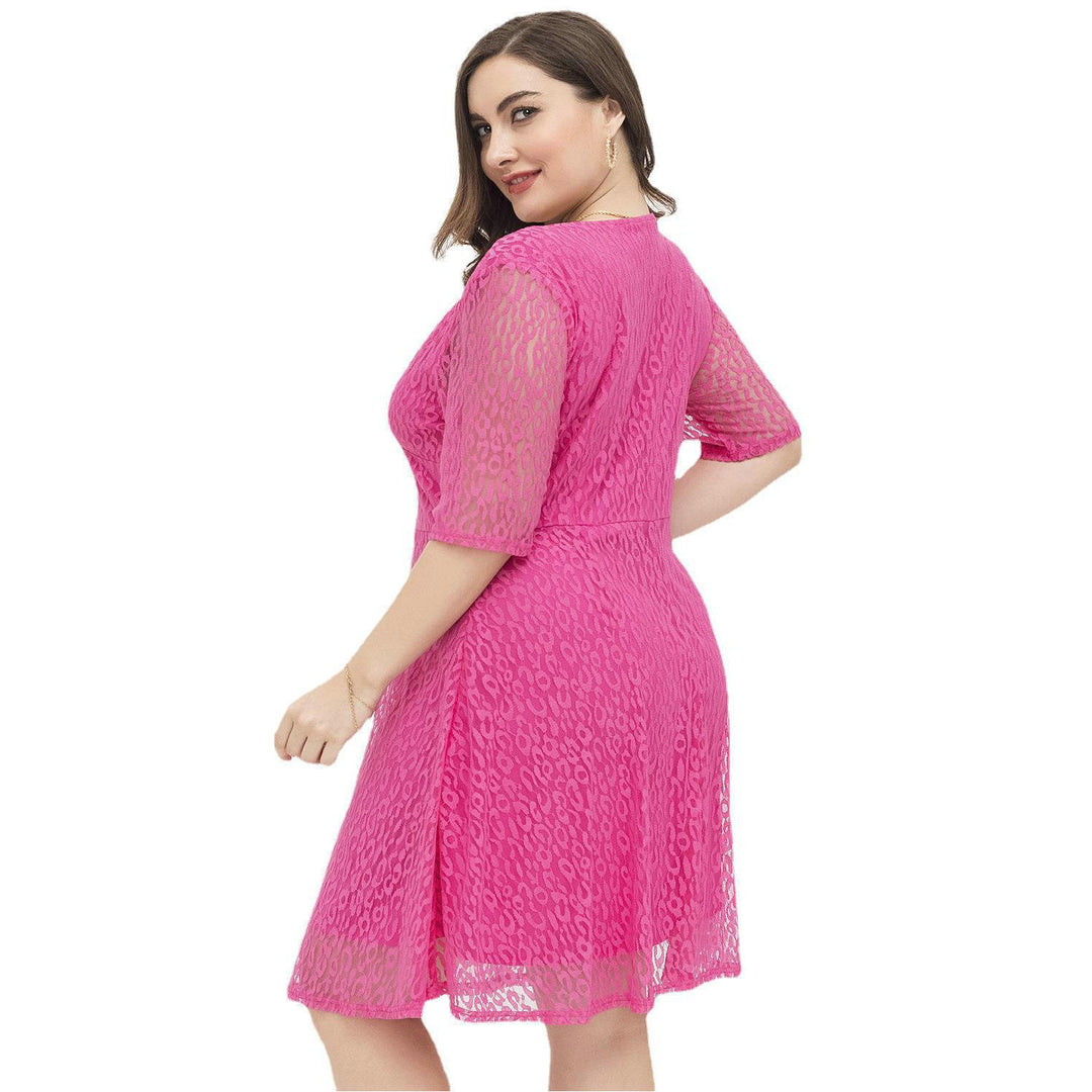 Casual Waist Tight V-neck Lace Dress