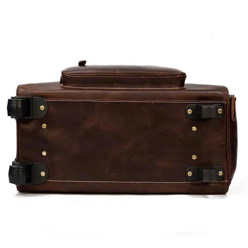 Genuine Leather Wheeled Duffel Bag