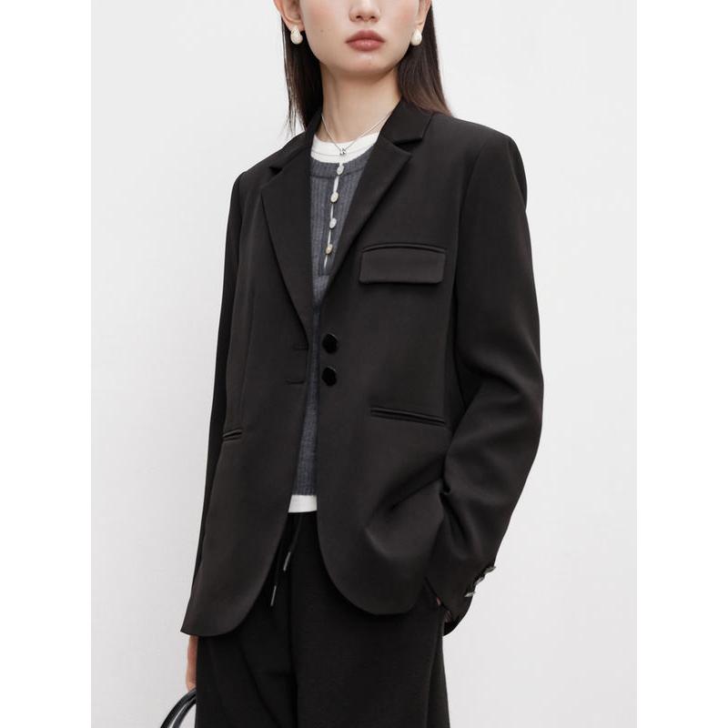 Petite Black Shoulder Suit Jacket for Women