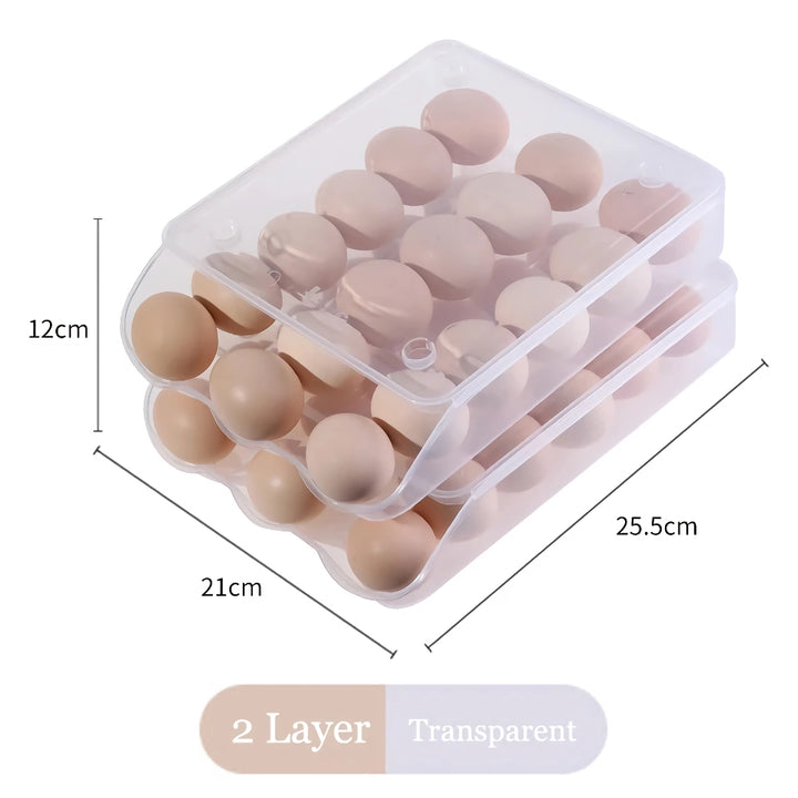 Stackable Self-Rolling Egg Storage Box - 1/2/3 Layer Organizer