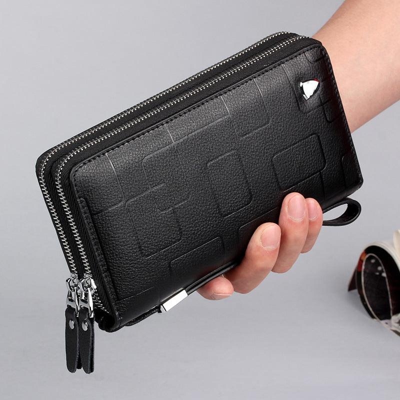 Genuine Leather Men's Wallet Long Zipper - Trendha