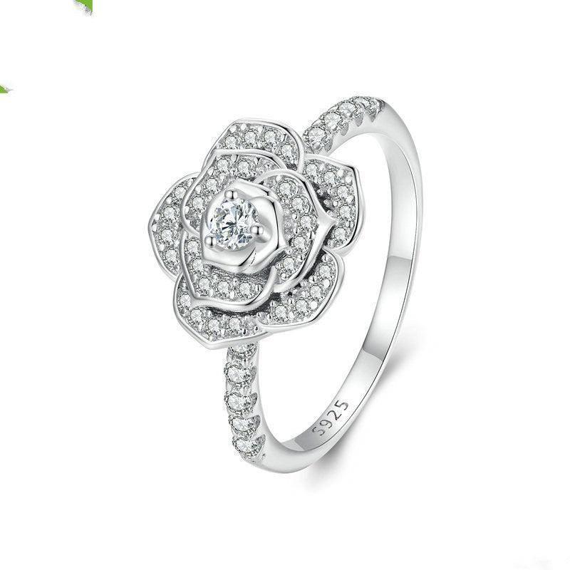 Inlaid Zircon Rose Wedding Ring Advanced Luxury Style Bracelet - Trendha
