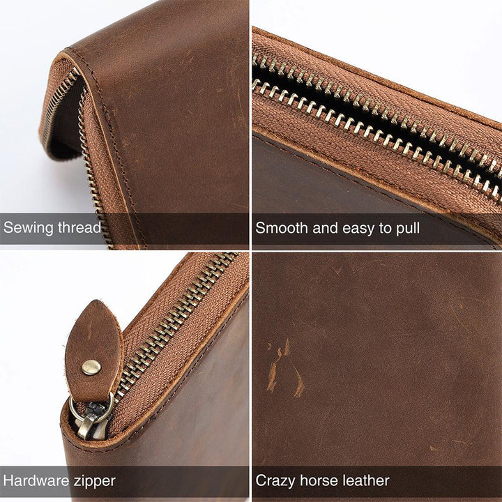 JOYIR Genuine Leather Long Wallets for Men RFID Blocking Cash Credit Card Holder Checkbook Wallet Zipper Coin Pocket Purse Male - Trendha