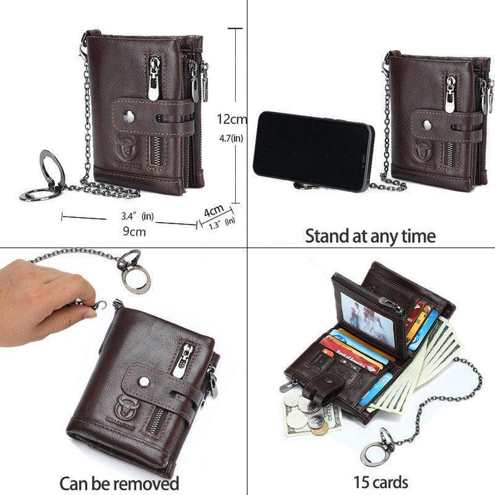 Leather Mobile Phone Holder Wallet Multi-function Anti-theft Chain - Trendha